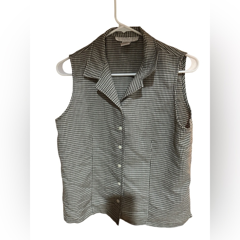Geoffrey Beene Black and White Checkered Sleeveless Blouse